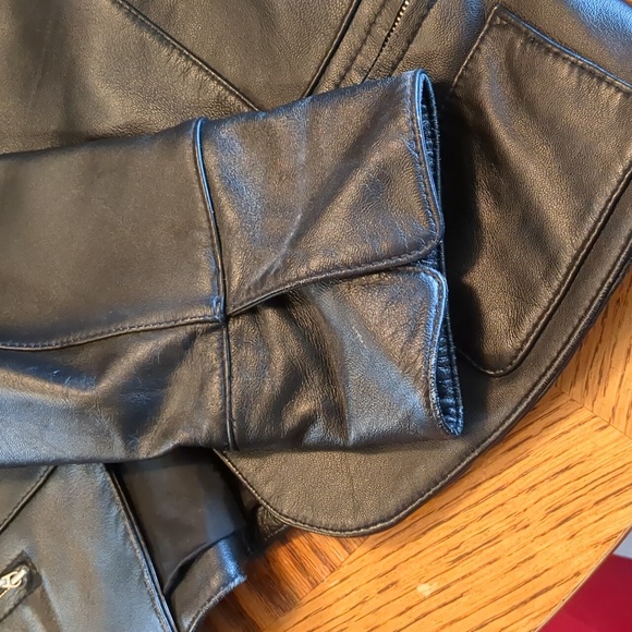 i.e. Vintage Smooth Leather Snap Front Lined Peplum Jacket Black PM - Picture 12 of 16